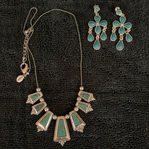 American Eagle Turquoise Necklace & Blue Earings